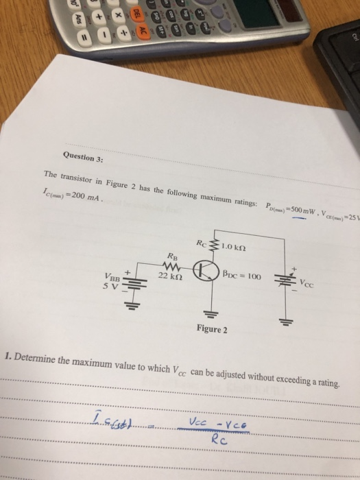 Solved Question 3: The transistor in Figure 2 has the | Chegg.com