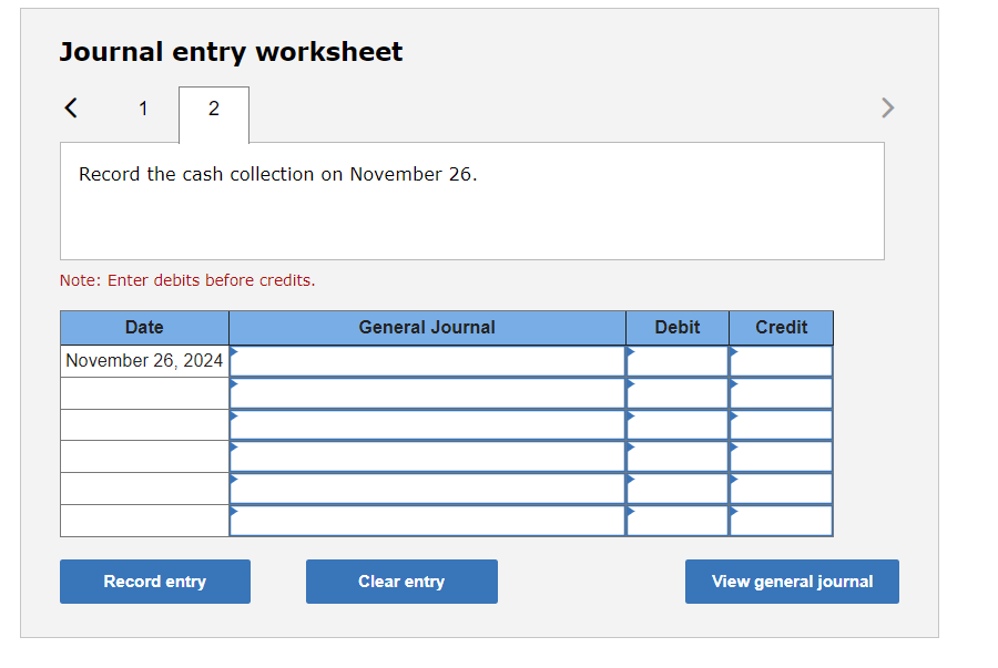 Solved Journal entry worksheet Record the cash collection on | Chegg.com