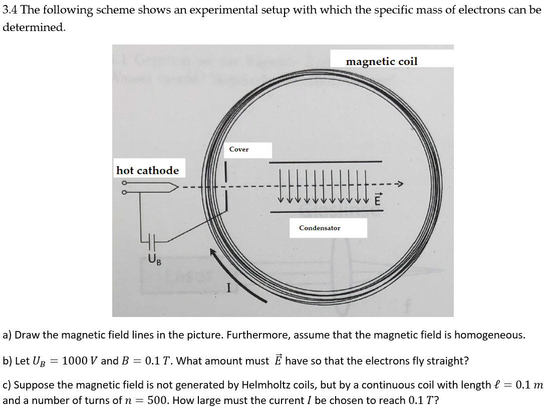Solved 3.4 The following scheme shows an experimental setup | Chegg.com