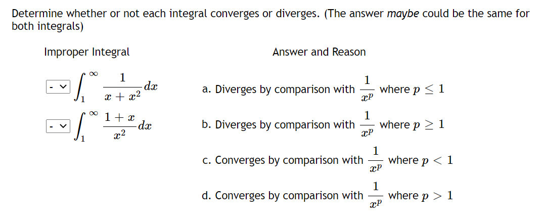 Solved Determine whether or not each integral converges or | Chegg.com