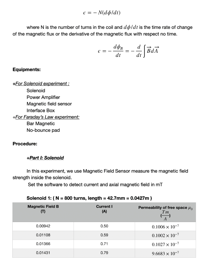 Lab report Solenoid and Faraday's Law Please help me