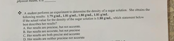 Solved A student performs an experiment to determine the | Chegg.com