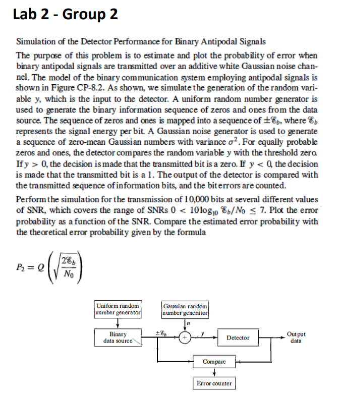 Solved Lab 2 - Group 2 Simulation of the Detector | Chegg.com