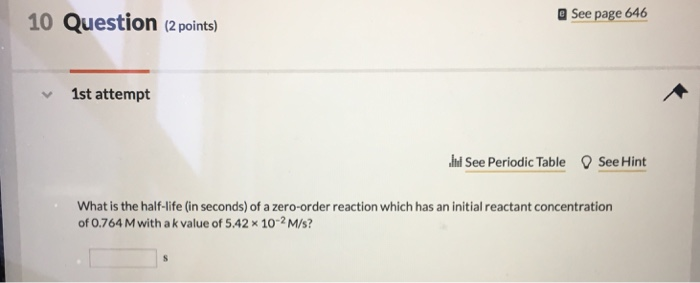 Solved a See page 646 03 Question (2 points) The rate | Chegg.com