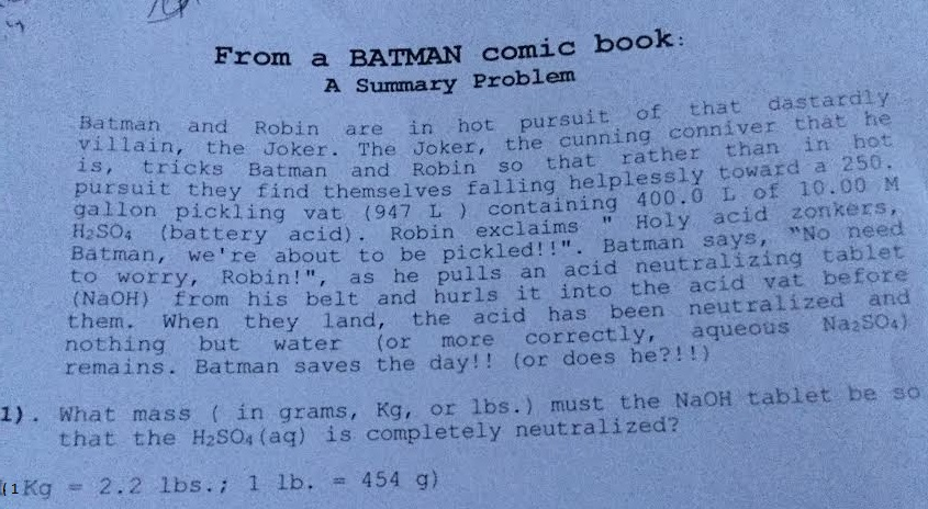 Solved From a BATMAN comic book: A Summary Problem are in | Chegg.com