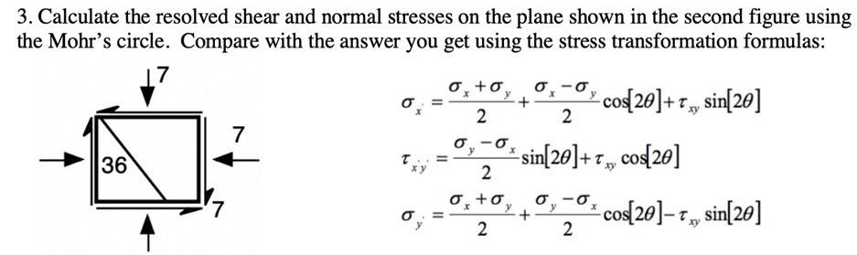 Solved 3. Calculate the resolved shear and normal stresses | Chegg.com