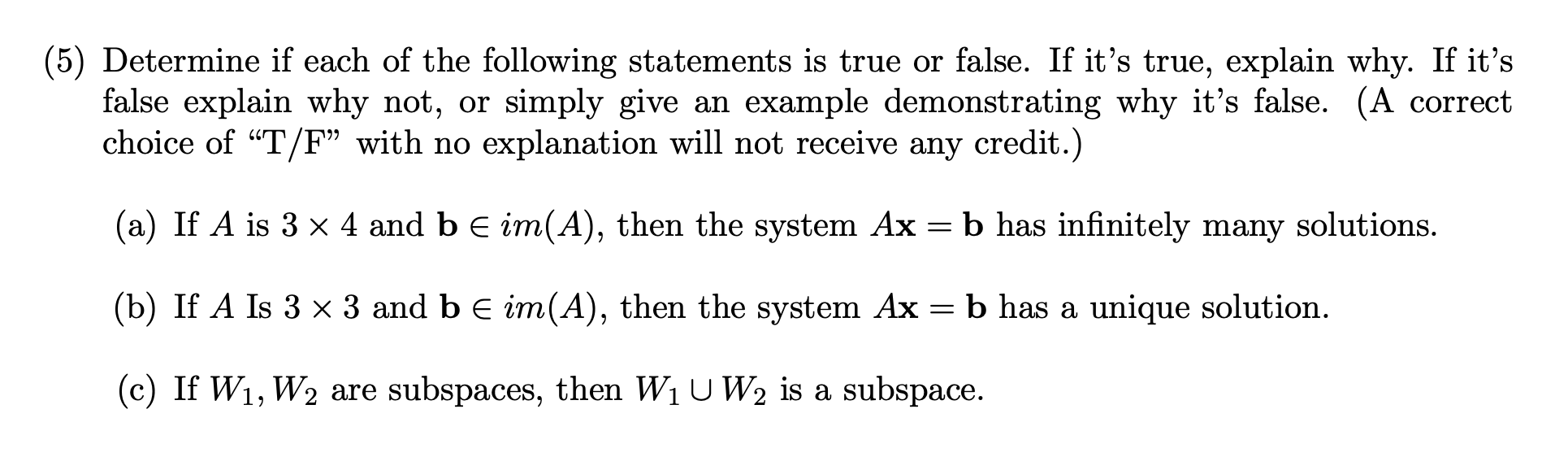 Solved (5) Determine if each of the following statements is | Chegg.com