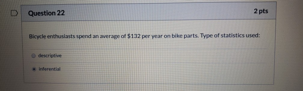 Solved D Question 22 2 pts Bicycle enthusiasts spend an | Chegg.com