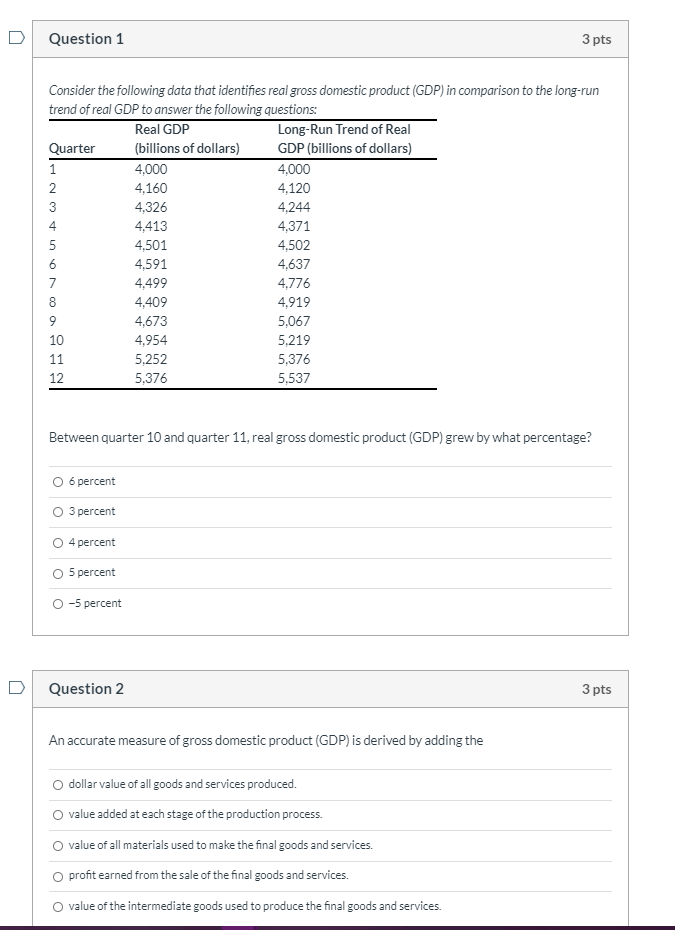 Solved Question 1 3 pts 1 Consider the following data that | Chegg.com