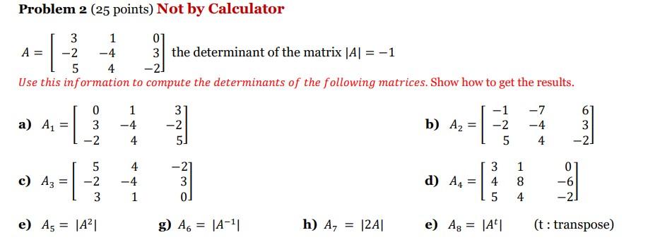 Solved Problem 2 (25 points) Not by Calculator | Chegg.com