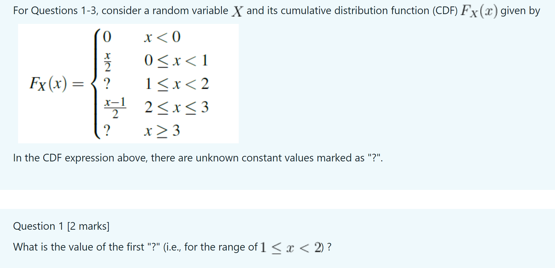 Solved For Questions 1-3, consider a random variable X and | Chegg.com