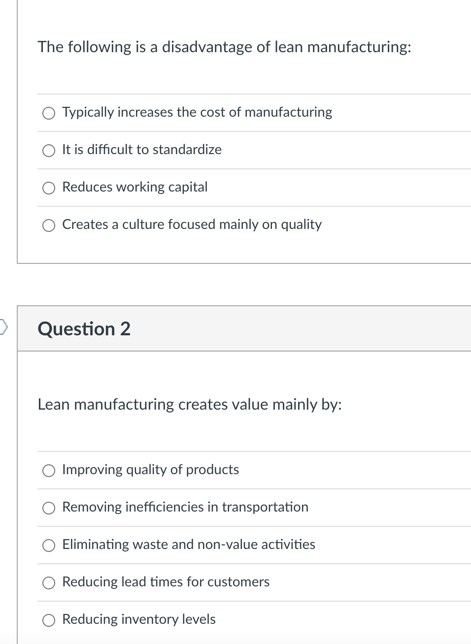Solved The following is a disadvantage of lean
