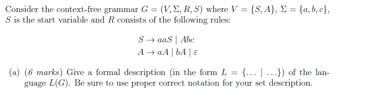 Solved Consider the context-free grammar G = (V,E, R, S) | Chegg.com