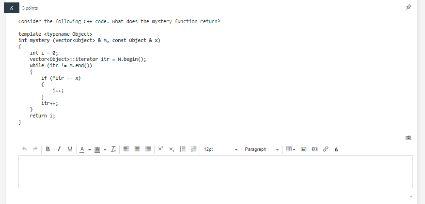Solved 6 3 points Consider the following C++ code. What does | Chegg.com