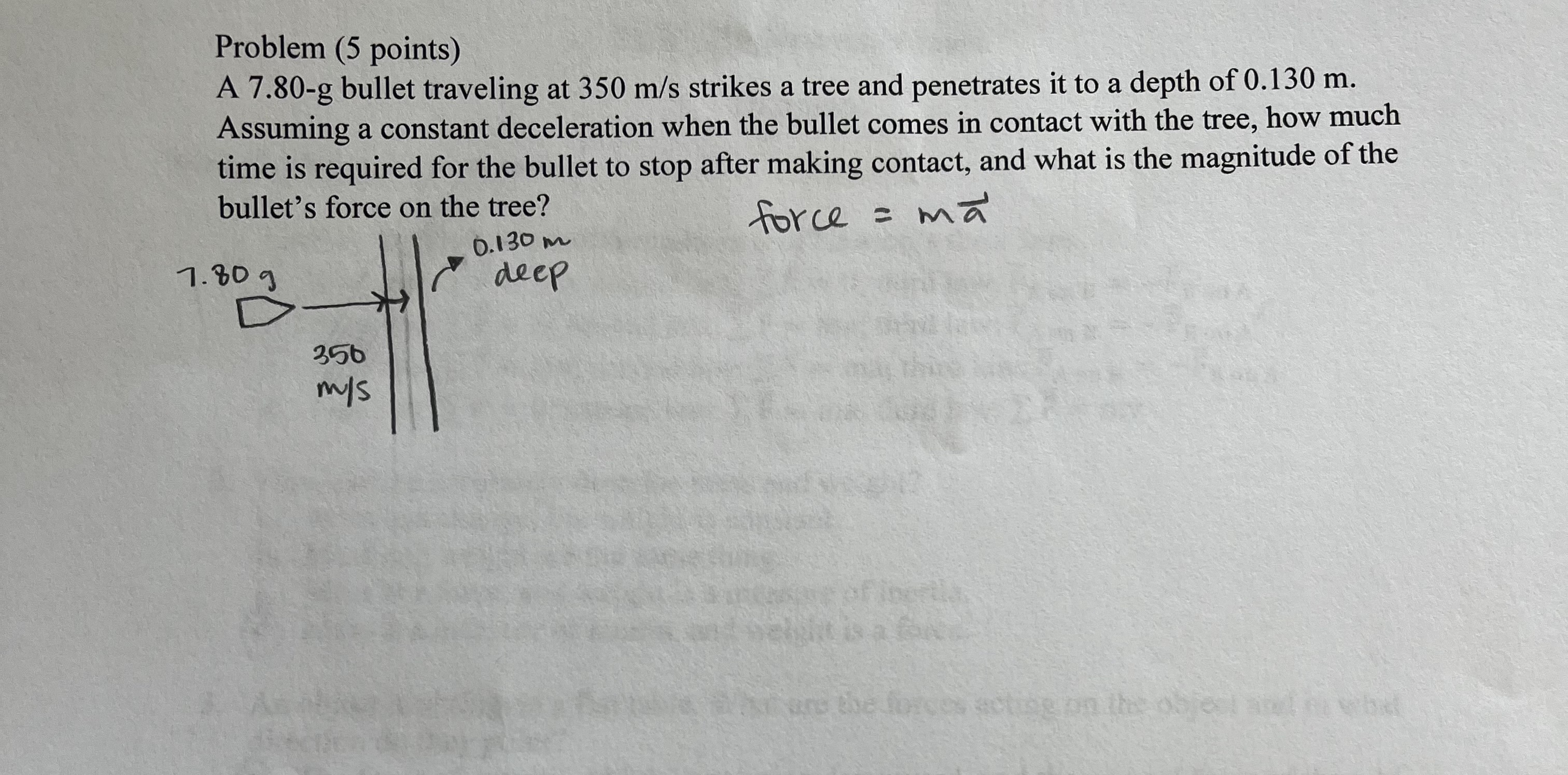 Solved Problem (5 points) A 7.80−g bullet traveling at 350 | Chegg.com