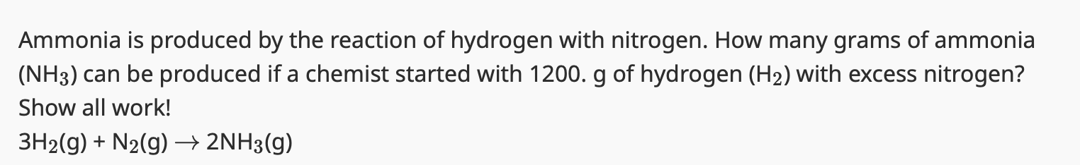 Solved Ammonia is produced by the reaction of hydrogen with | Chegg.com