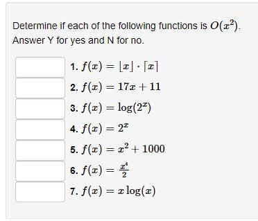 Solved Determine if each of the following functions is | Chegg.com