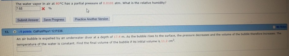 Solved The water vapor in air at 800C has a partial pressure | Chegg.com