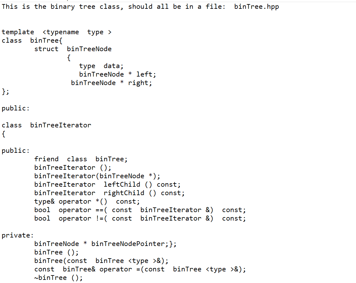 This is the binary tree class, should all be in a | Chegg.com