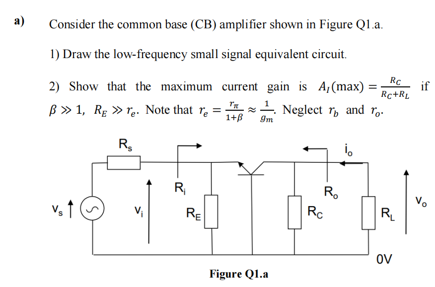 Solved Consider The Common Base (CB) Amplifier Shown In | Chegg.com