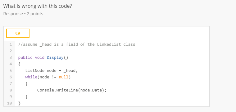 Solved What is wrong with this code? Response. 2 points 1 | Chegg.com