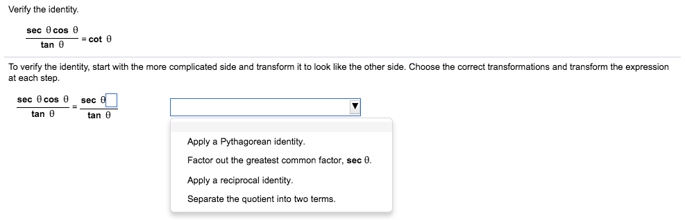 Solved Verify The Identity Sec Sec To Verify The Chegg Com