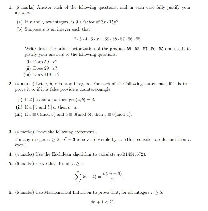 Solved Discrete Math Hw. Few Questions. Justification, 