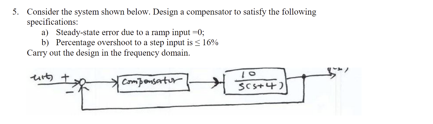 Solved 5. Consider the system shown below. Design a | Chegg.com