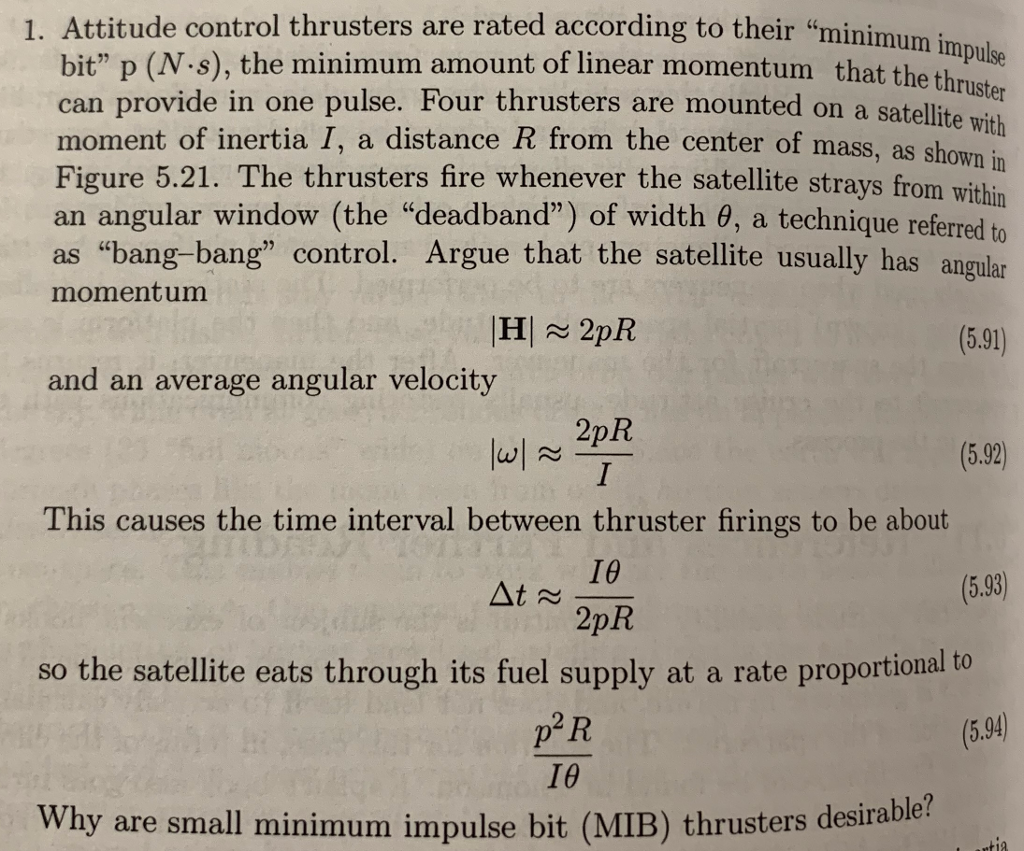 Solved 1. Attitude control thrusters are rated according to | Chegg.com
