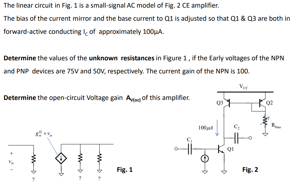 Solved The linear circuit in Fig. 1 is a small-signal AC | Chegg.com