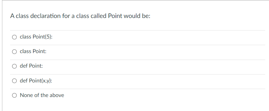 Solved A class declaration for a class called Point would | Chegg.com