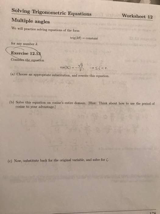 Solving Trig Equations Practice Worksheet Precalculus Tessshebaylo 4113