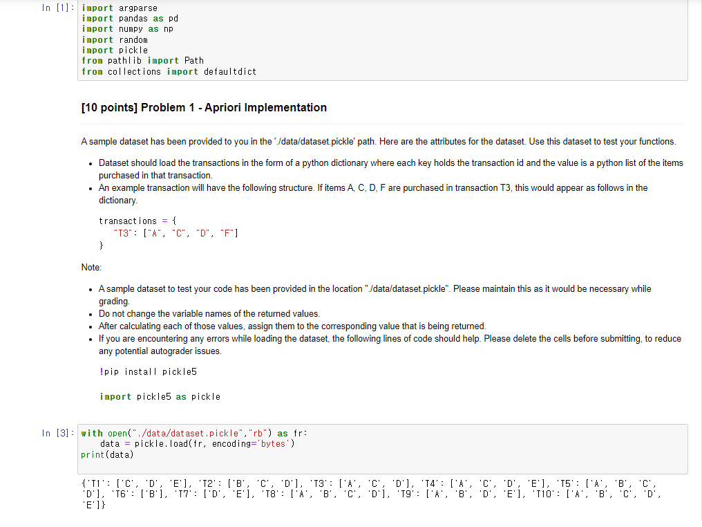 Please help me with apriori implementation data = | Chegg.com