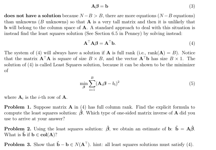 (3) AB = B Does Not Have A Solution Because N-B>B, | Chegg.com