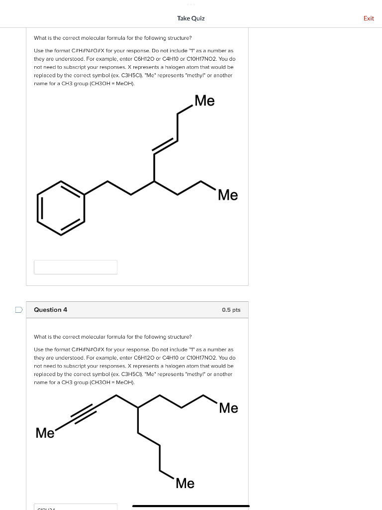 Solved What Is The Correct Molecular Formula For The