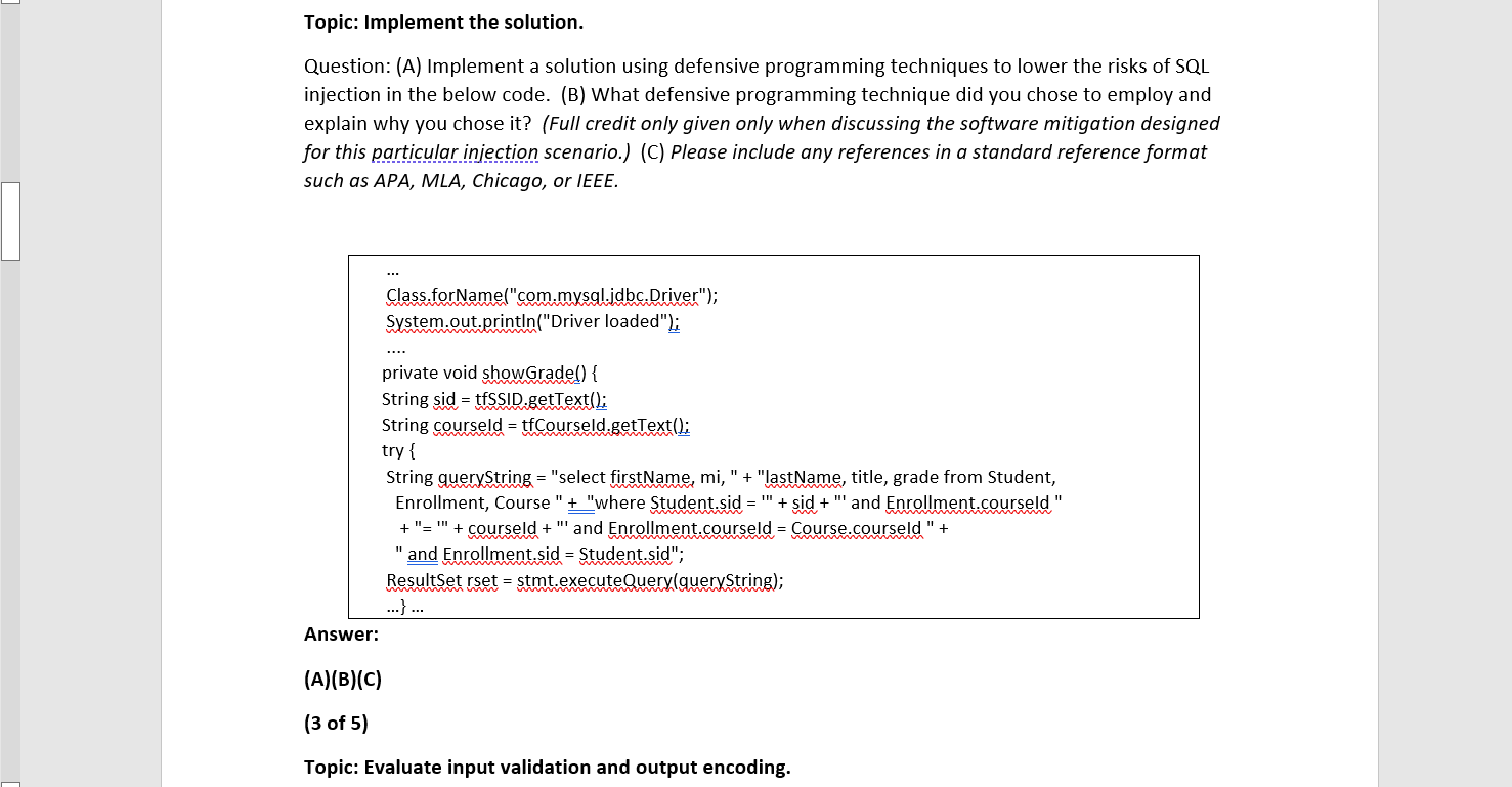Solved Topic: Implement the solution. Question: (A) | Chegg.com