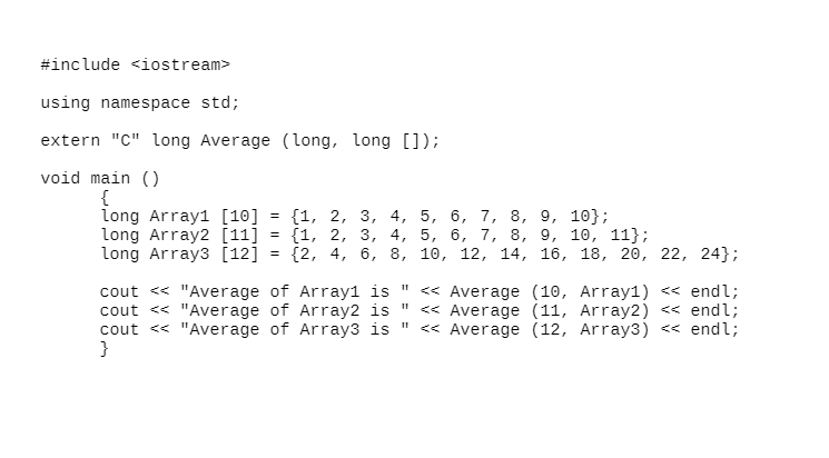 Solved Please help me write an assembly code for Average in | Chegg.com