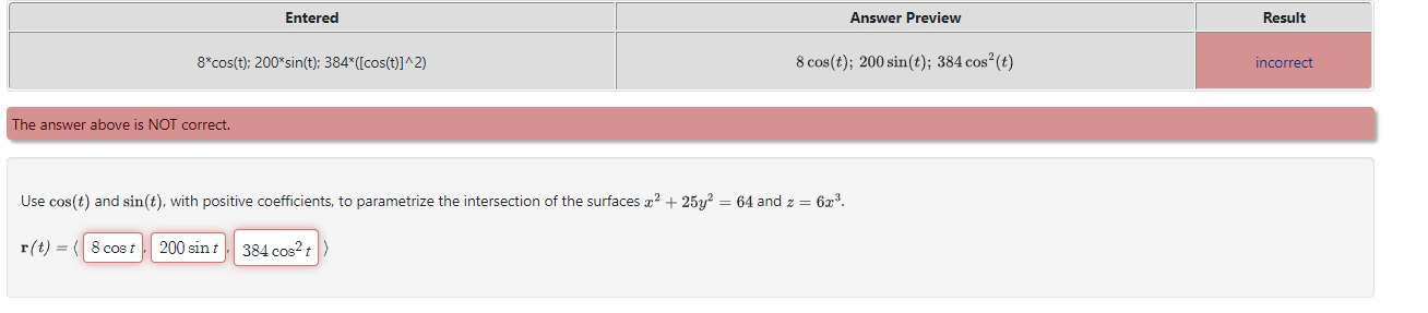Solved Use cos(t) and sin(t), with positive coefficients, to | Chegg.com