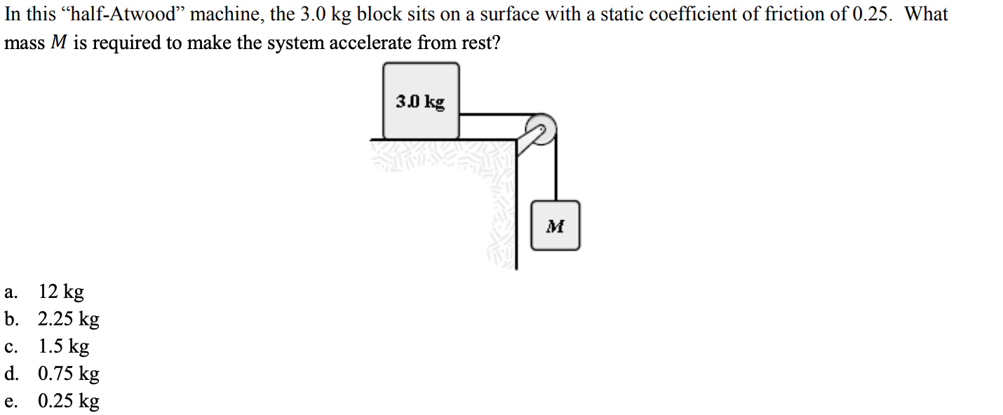 Solved In this “halfAtwood” machine, the 3.0 kg block sits