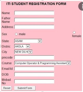 Design a Student Registration Form and store/save | Chegg.com