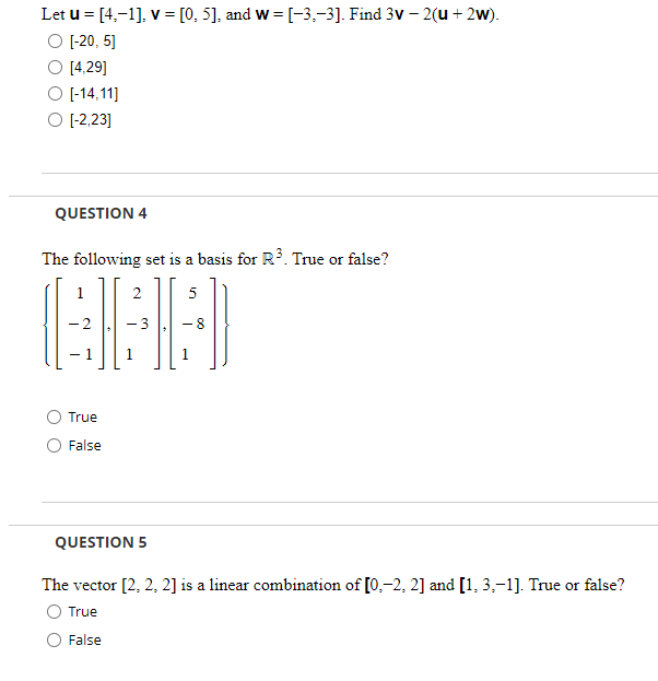 Solved Let u=[4,−1],v=[0,5], and w=[−3,−3]. Find 3v−2(u+2w) | Chegg.com