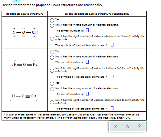 Solved Decide whether these proposed Lewis structures are | Chegg.com
