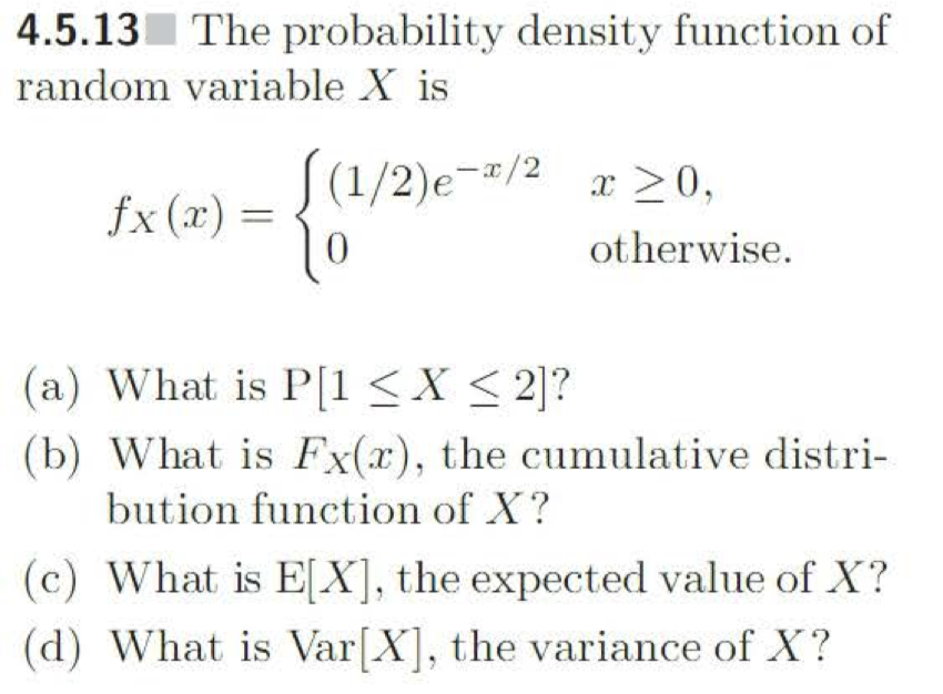 Solved 4.5.13 The probability density function of random | Chegg.com