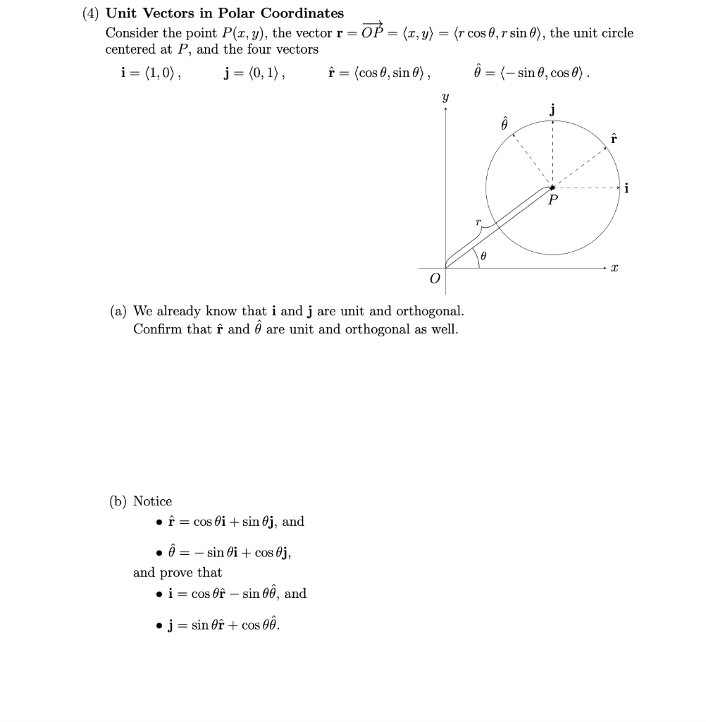 Solved (4) Unit Vectors in Polar Coordinates Consider the | Chegg.com