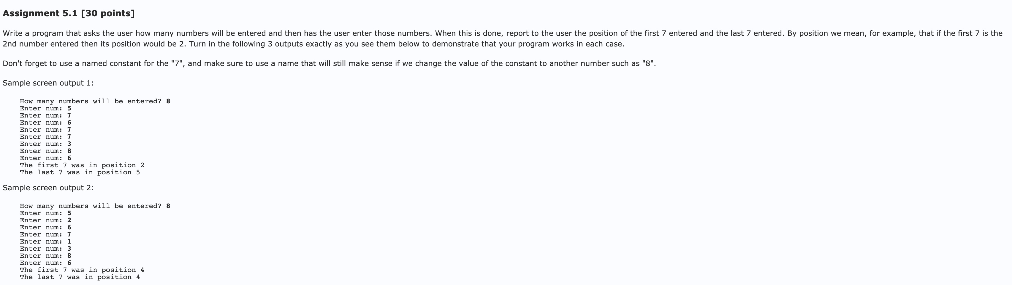 Solved Assignment 5.1 [30 points] entered. By position we | Chegg.com