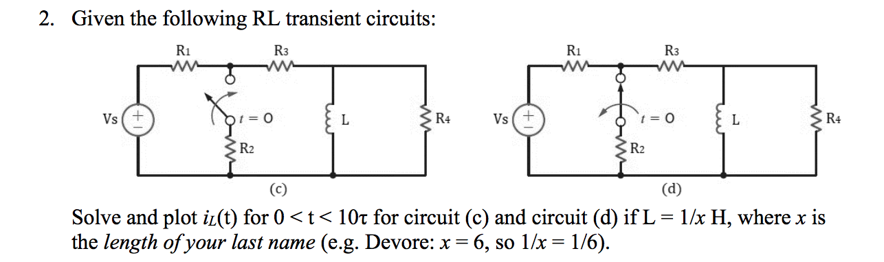 Solved 2 Given The Following Rl Transient Circuits R3 R Chegg Com