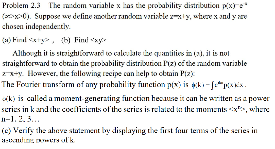 Solved Problem 2.3 The random variable x has the probability | Chegg.com