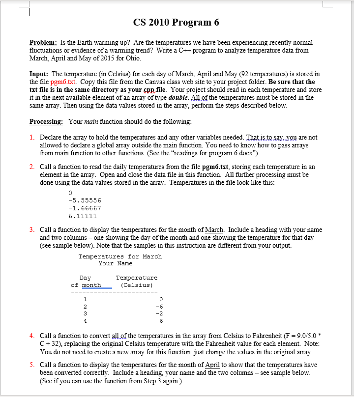 Solved Passing Arrays to Functions (Read this material | Chegg.com