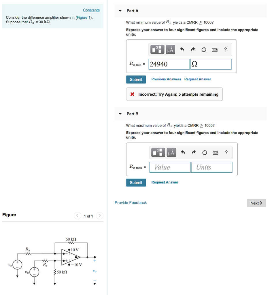 Solved Part A Consider The Difference Amplifier Shown In | Chegg.com