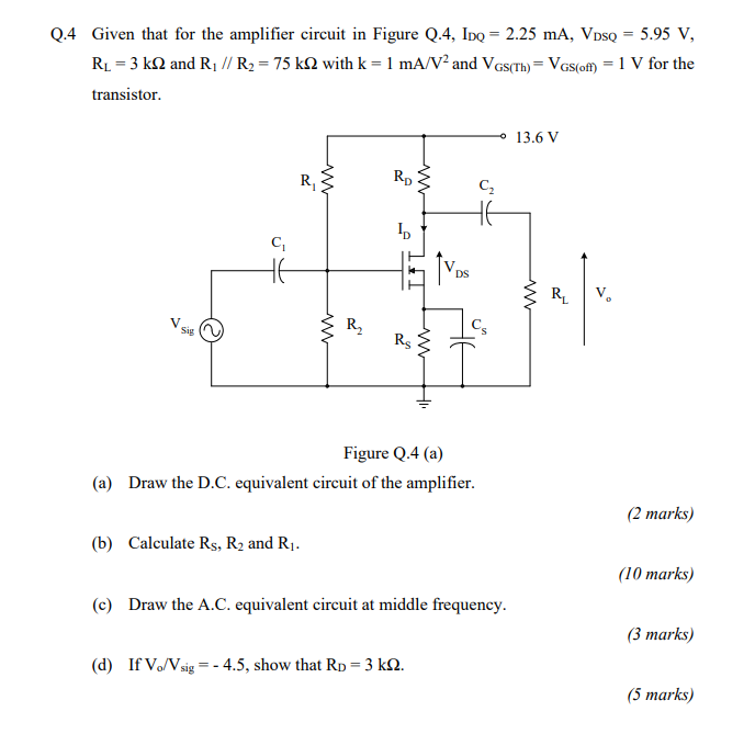 Solved Q. 4 ﻿Given that for the amplifier circuit in ﻿Figure | Chegg.com